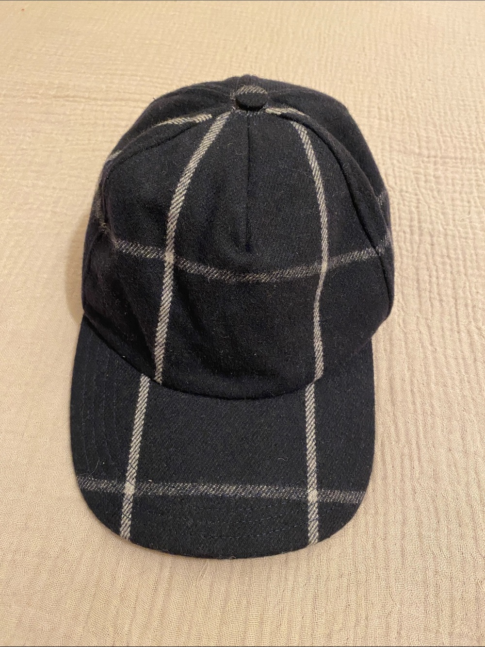 A.P.C. Wool blend Black Plaid Baseball Cap